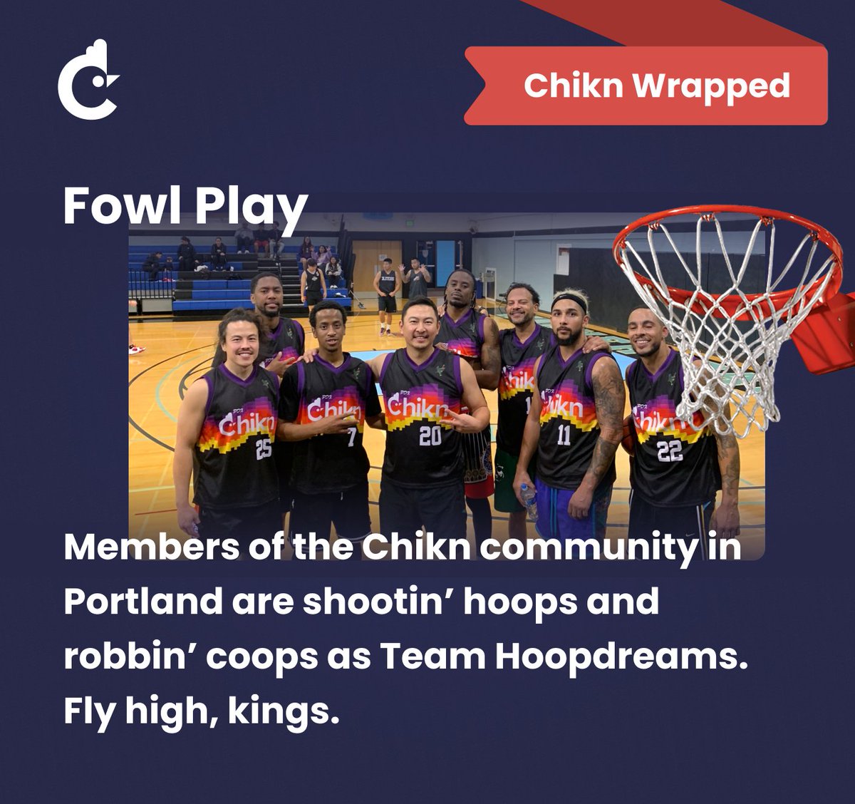 chikn_nft's tweet photo. Cluck it, we ball ๐
Team @hoopdreamsbball showed up to the court this year in a fit so hard it would make Larry Bird jealous ๐
Talk about Culture Kings ๐
#ChiknWrapped
#AVAX
#NFTgaming https://t.co/HlSAOykVG7