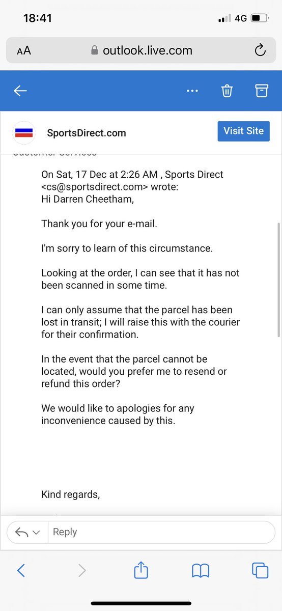 Cheetham247's tweet photo. @SportsDirectUK please can someone come back to me regarding my missing delivery that i am still awaiting on a refund. even after receiving these two emails, i haven't heard anything since and it's been nearly two weeks. #shockingcustomerservice #sportsdirect https://t.co/oLj70pBHXC