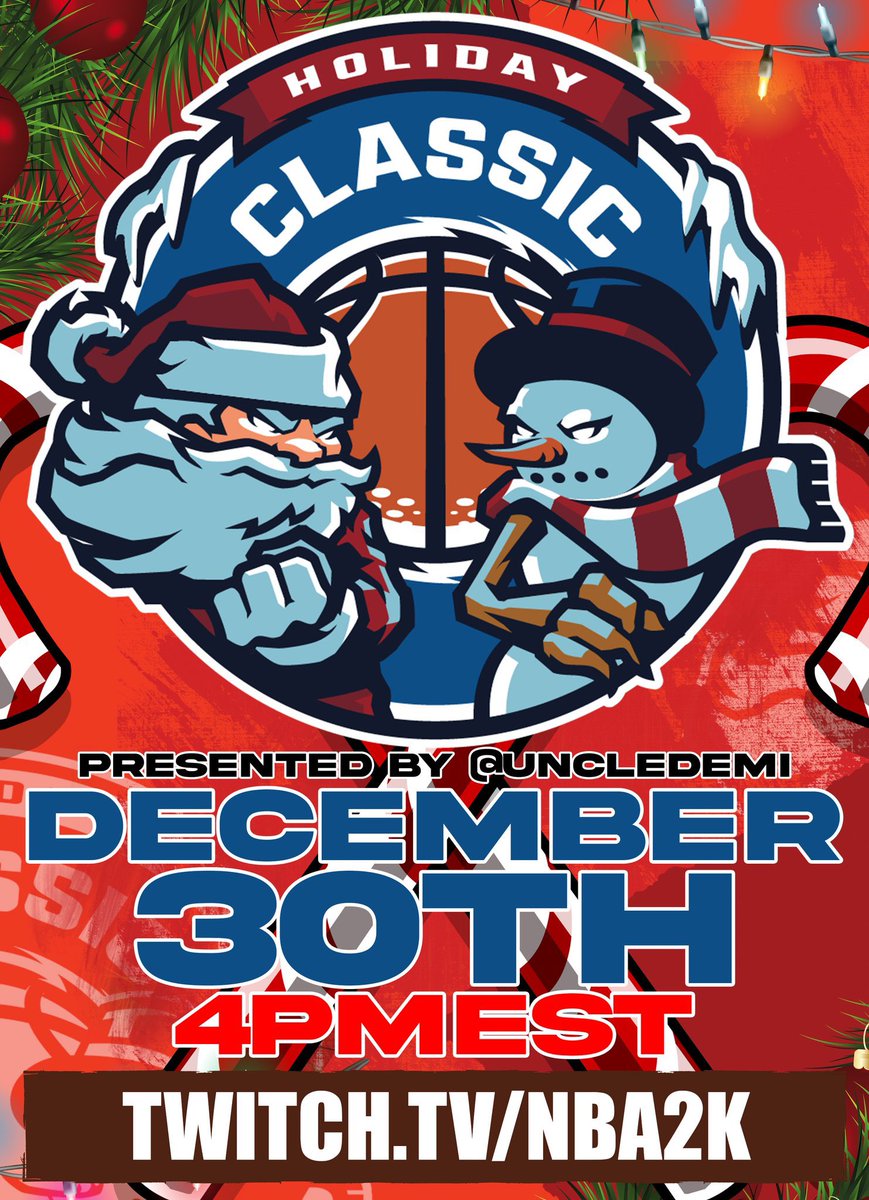 🚨Holiday Classic Finals Today!🚨 

The schedule will be:

2v2 4pm est - @GloNavyGG Vs @TheBlizzardTC 

3v3 5pm est - @GloNavyGG Vs @TheBlizzardTC 

5v5 6pm est - @iBallEmpire vs @TheTop5N 
@GloNavyGG vs @TheBlizzardTC 

🗓️: TODAY 4PM EST
🔗: twitch.tv/NBA2K