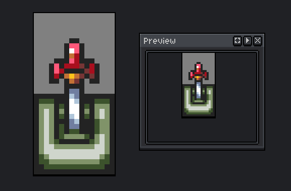 DreamMixGames's tweet photo. Tweaked sword in stone, for #LegendMaker, #gamedev #pixelartist #indiegames #pixelart #Zelda-Like https://t.co/y6uYtdmpTT