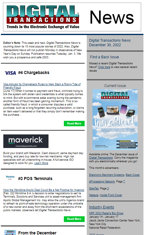 DTPaymentNews's tweet photo. Today’s Digital Transactions News: Nos. 3 & 4 in the Top Ten Countdown; UnionPay Adds 4 million Merchants Globally
https://t.co/tAn336YDzv
#Chargebacks #Visa #fraud #Worldline #Apollo #Ingenico #pointofsale #UnionPay #UnionPaycard #LightspeedCommerce https://t.co/8GmJcv82VP
