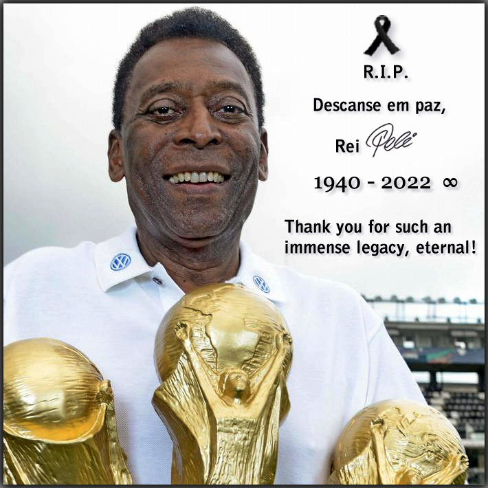 R.I.P. Descanse em paz 𝑹𝒆𝒊 𝑷𝒆𝒍𝒆́!! Triste noticia para el deporte mundial. ¡Gracias por ese inmenso legado, eterno! 🙏❤️🙌 #Pele