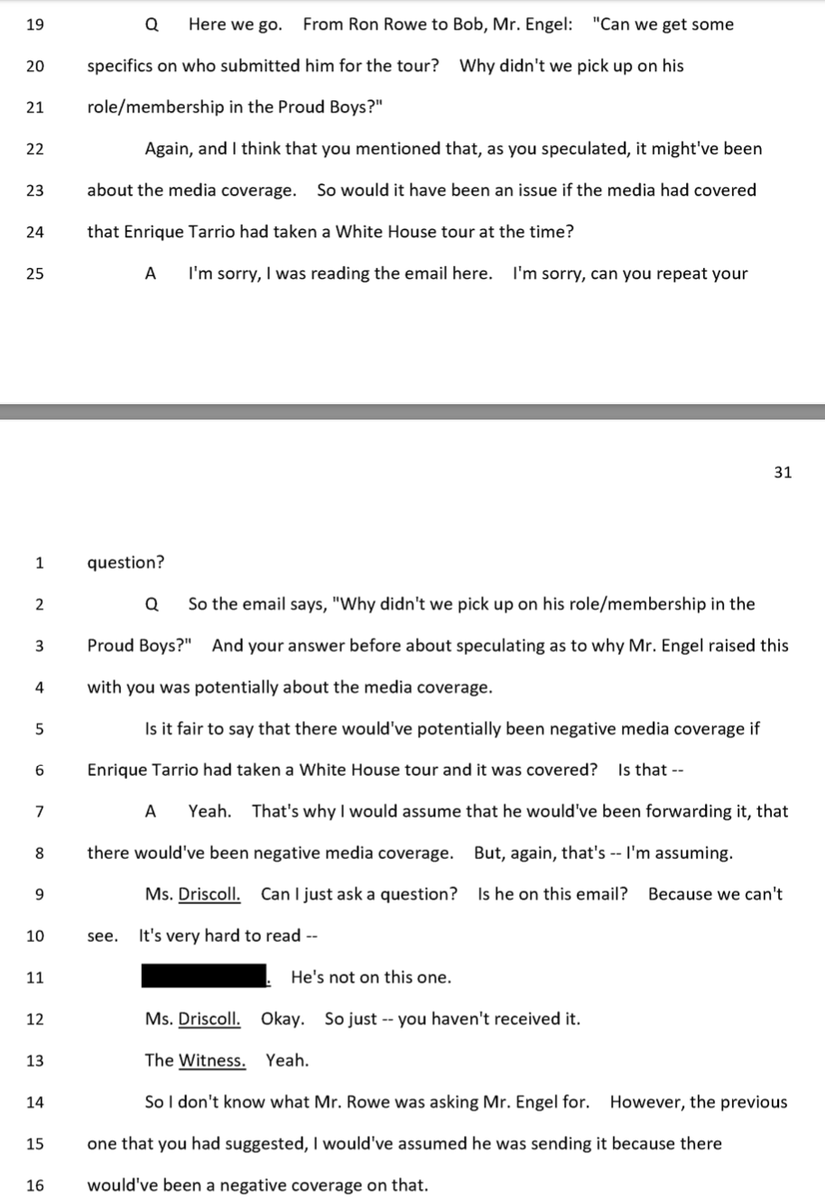 kyledcheney's tweet photo. 👀 Ornato says he was notified on Dec. 12 that Proud Boys leader Enrique TARRIO had been given a tour of the White House but that there hadn't been media coverage of it. Security officials wanted to know who gave him permission — and Ornato says he would've raised it to MEADOWS. https://t.co/eaJCMjXzIa