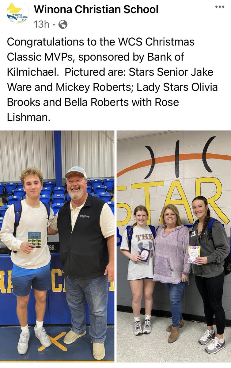 WCS Christmas Classic MVPs, sponsored by Bank of Kilmichael
