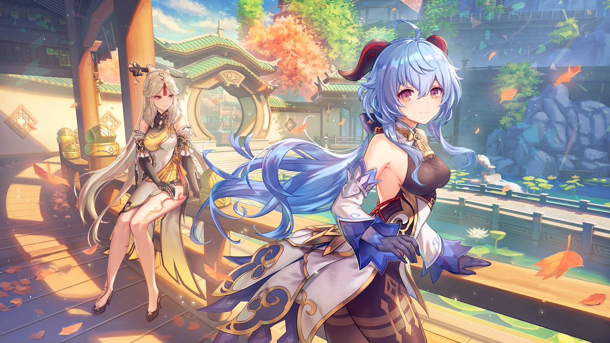甘雨|かんう(原神) ,凝光(原神) 「原神公式で3枚も描かせていただいたのがとても印象的でした!4枚目はイラコン受賞の」|あんべよしろう/Yoshiro Ambeのイラスト