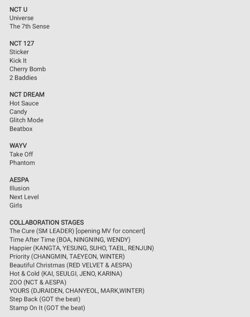 yaatii_hee's tweet photo. SMTOWN LIVE 2023 : SMCU PALACE @ KWANGYA SETLIST 🎤

#SMTOWN2023 #SMCU_PALACE #2022_WINTER_SMTOWN #SMTOWN #SMTOWN_LIVE #SMCU https://t.co/J6v8atU47d