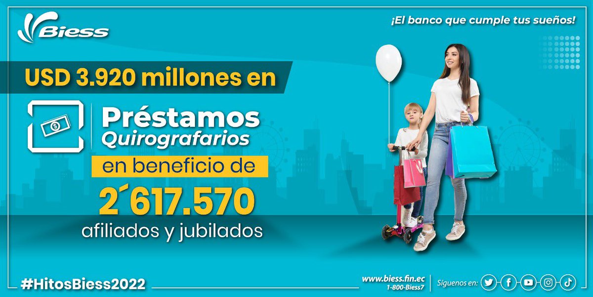 cjarosemena's tweet photo. ✅En créditos quirografarios desembolsamos USD 3.920 millones a 2´617.570 asegurados.

✅ Logramos un crecimiento del 33% en Préstamos Quirografarios frente a los USD 2.934 millones entregados en 2021.

#HitosBiess https://t.co/lkVk3XLhWu