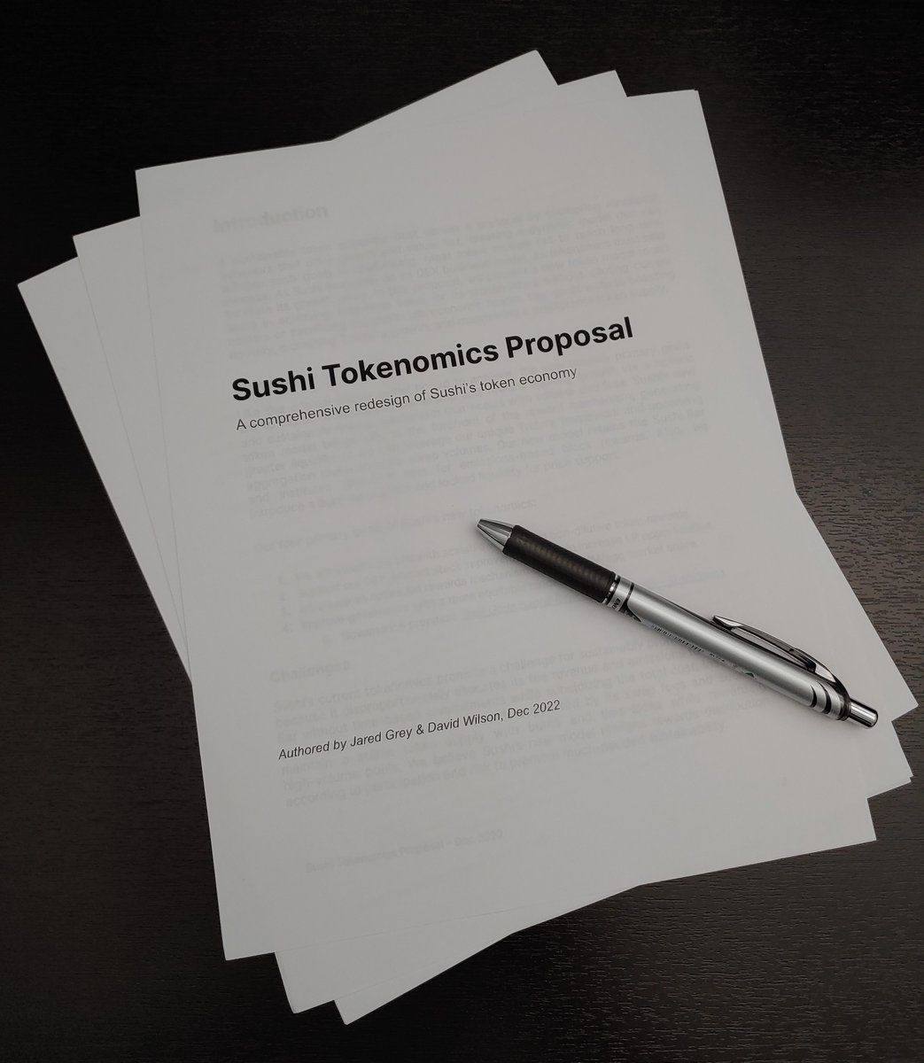 jaredgrey's tweet image. I am excited to share the vision for @SushiSwap's new token model. I've posted a brief tl;dr write-up on the Sushi forum & linked the entire proposal. We look forward to your questions & feedback.
forum.sushi.com/t/sushi-tokeno…