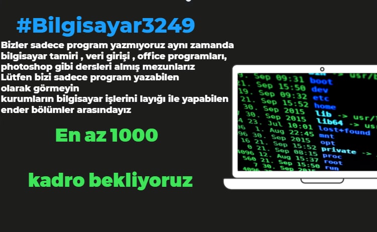 tbsndk's tweet photo. @vedatbilgn Sayın bakanım bilgisayar programcılığı mezunları olarak bilgisayar tamiri, donanım kurulumu, sistem kurulumu, çeşitli bilgisayar programlarının kullanımı ve bilgisayar ile ilgili her alanda teknik eğitim almış mezunlarz. En az 1000 atama ile Müjdenizi bekliyoruz. #bilgisayar3249 https://t.co/X8oCeMo3o3