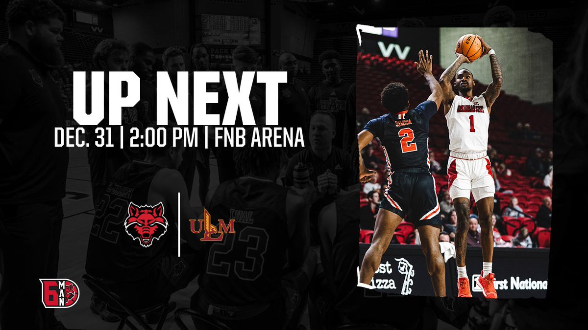 A-State and ULM earned road wins on opening night of Sun Belt play last night and meet tomorrow at FNB Arena 

🆚  ULM
🕕  2:00 PM
📍  Jonesboro, Ark.
🏟️  First National Bank Arena
🎟️ bit.ly/3I9VvQ3
#WolvesUp 🐺

Notes and links >> bit.ly/3Ic7Ovc