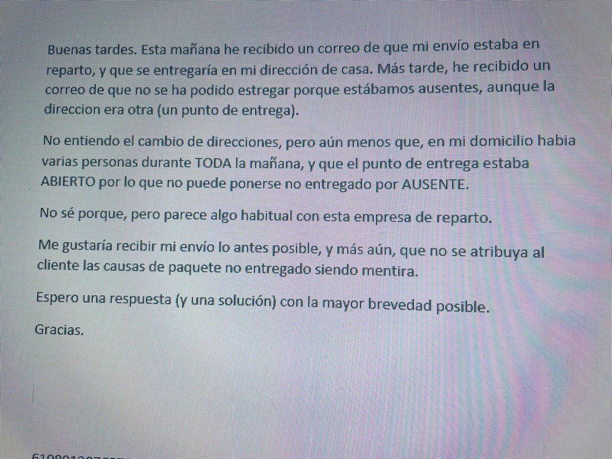 Objetivomatrona's tweet photo. @GLS_clientes pésima atención al cliente y pésimo servicio de entrega. No es la primera vez que tengo incidencias y encima poca respuesta… porque no cuidáis clientes??? Ahí foto de mi queja porque también os escribí pero me parece a mi que es como hacer señales de humo https://t.co/i3H7KvKIjj