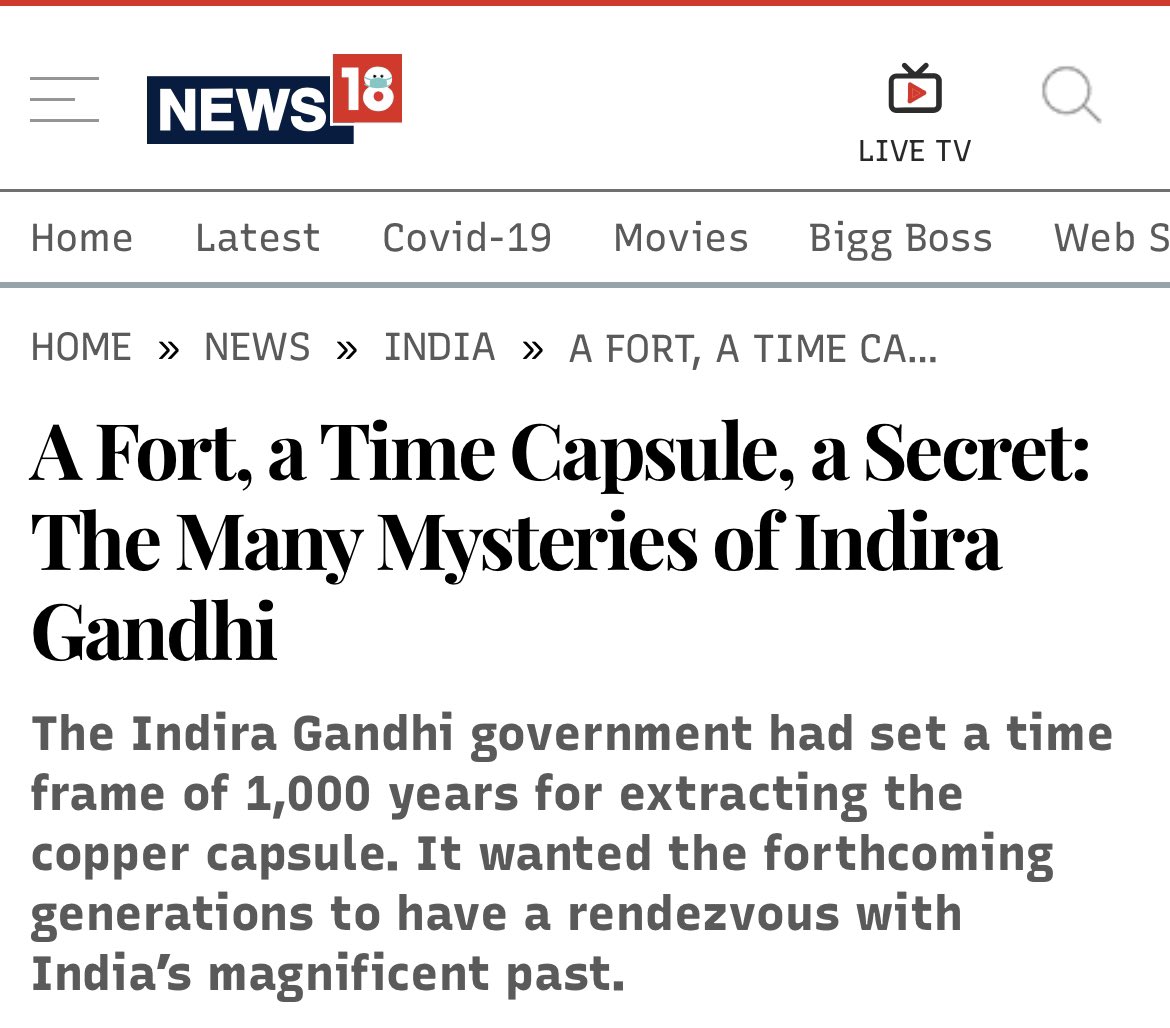 PNJoshi_'s tweet photo. Forgotten #Time_Capsule
The Indira Gandhi government had set a time frame of 1,000 years for extracting the copper capsule. It wanted the forthcoming generations to have a rendezvous with India’s magnificent past.

On 15 Aug 1973, Kalpaatra was suitably buried inside the Red Fort https://t.co/nuqt4YmRxJ