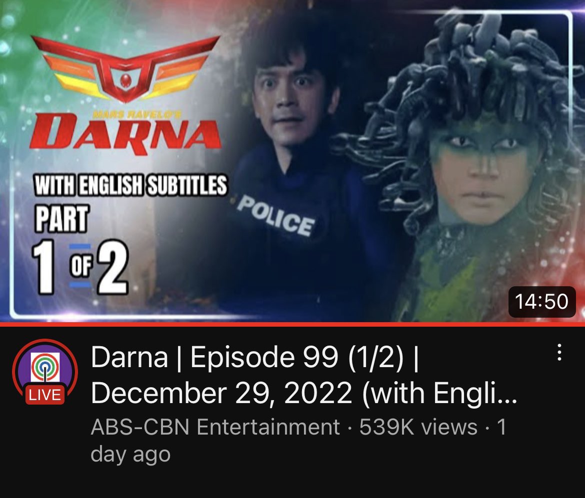 theDarnaWiki's tweet photo. Darna episodes 98 and 99 have now been correctly labeled on YouTube and today’s episode is officially labeled ep 100 #darna #DarnaXtraNewYear #DarnaCrimeAfterCrime #DarnaSpace #darnaaftereffects https://t.co/1u2yKfbG9g
