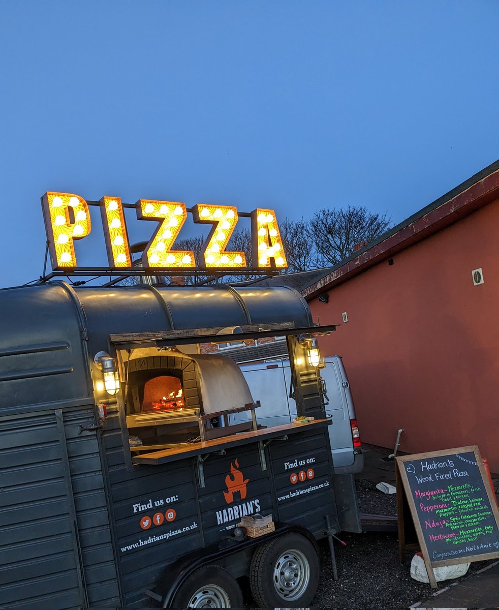 hadrianspizza's tweet photo. Congratulations Amie and Neil! 🍾👰🤵 Celebrating in style @rockcliffrfc with some wood fired pizza 🍕 
Our last event of the year 🍾 See you all in 2023 😎🍕 https://t.co/4sFIS7i2Da
