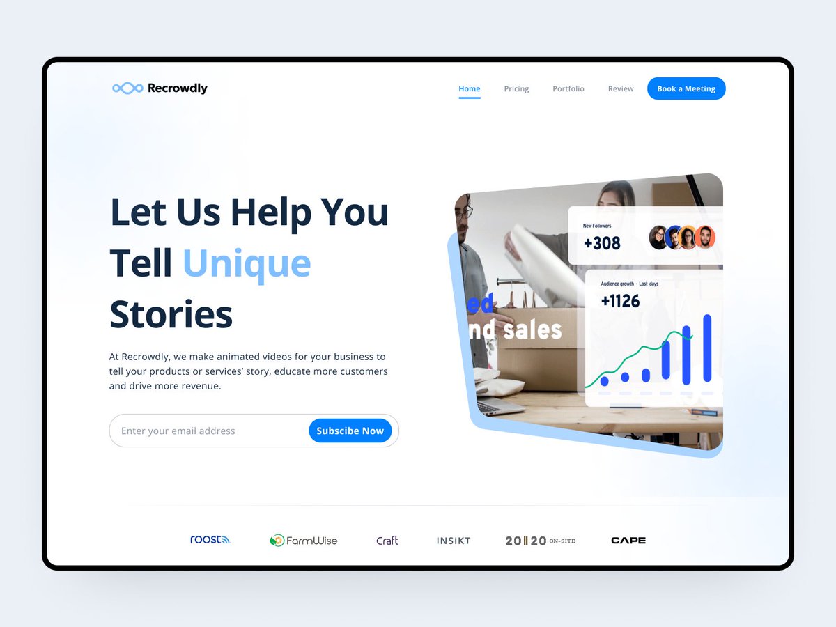 __heiresss's tweet photo. One of my many works this year🥹
I should learn to post my designs more often👩🏻‍💻

This is a redesign of Recrowdly Website, a digital animation studio that helps companies tell their stories through visual storytelling.

#UIUXDesigner #uidesign #Figma https://t.co/pEXrQsLB1U