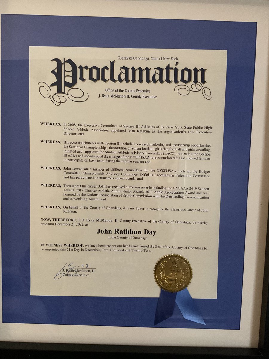 John Rathbun (@john_rathbun3) on Twitter photo Thank you <a href="/CEJRyanMcMahon/">County Executive Ryan McMahon</a> for all of your support of our student athletes and this honor. Thank you <a href="/CEJRyanMcMahon/">County Executive Ryan McMahon</a> for all of your support of our student athletes and this honor.