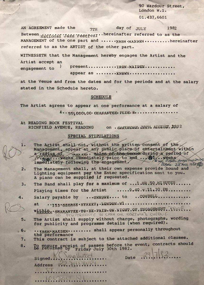 Luisma1974's tweet image. I thought about it and thought I could share some images that once again didn't make it into the #EDDIEMADEMEDOIT book but that will show all of you how far did I went to pin-point certain dates. What you see in the pictures are #Maiden contracts for appearing in...