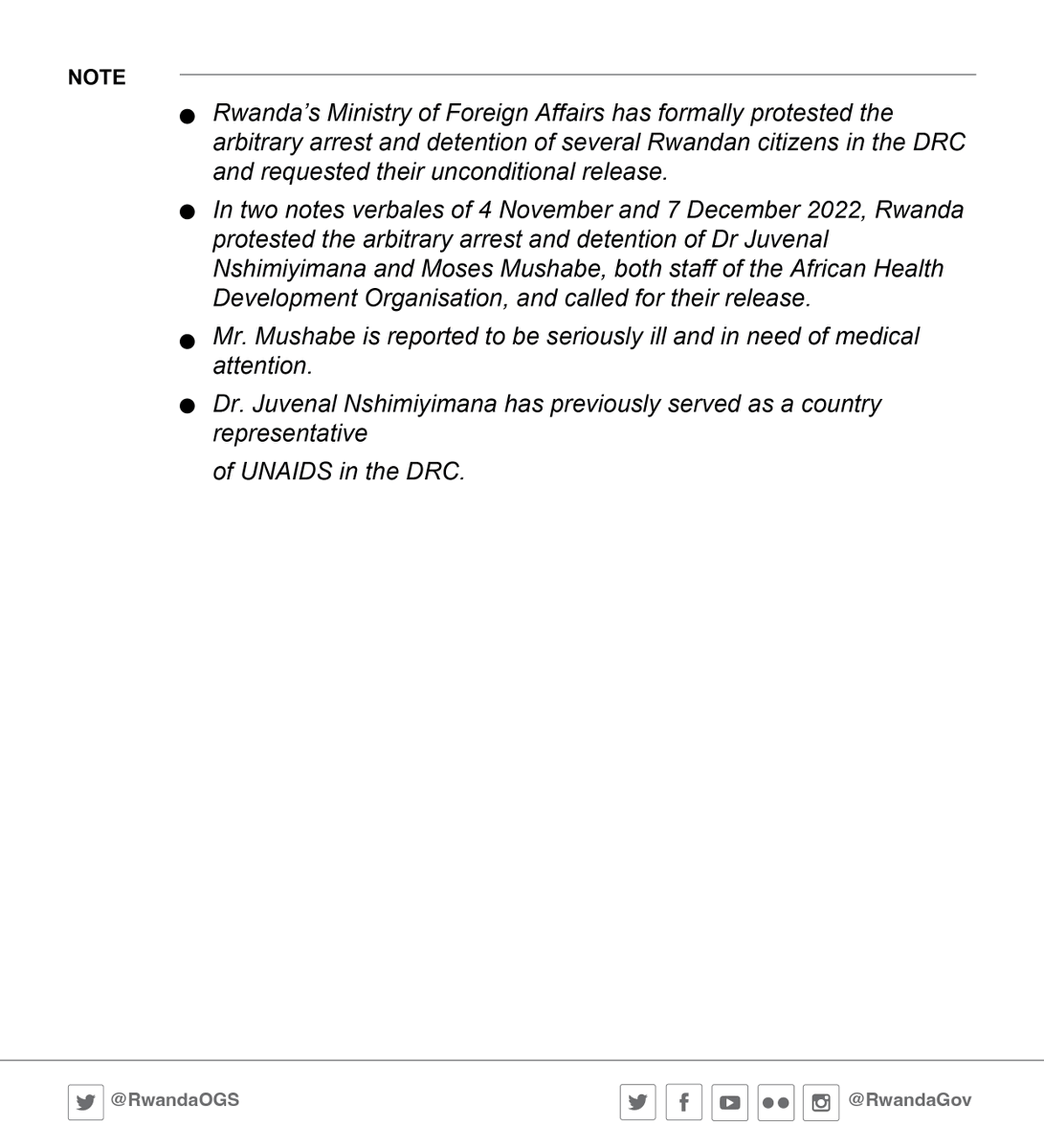 RwandaOGS's tweet photo. "SPYING" ACCUSATIONS BY DRC OFFICIALS SIGNAL ALARMING ESCALATION IN PUBLIC INCITEMENT

...This week’s press briefing by DRC’s Deputy Interior Minister Jean-Claude Molipe Mandongo represents a truly alarming escalation in xenophobia and public incitement to violence.
MORE: https://t.co/PNcag7AjJC