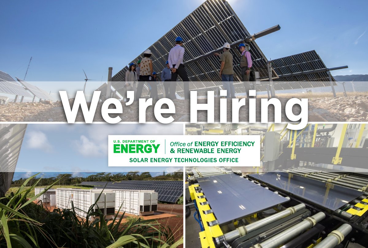 Our #solar office is #hiring a technology manager for the Strategic Analysis and Institutional Support team to guide R&amp;D for technologies that enable reliable, resilient, &amp; secure solar energy. Apply here: energy.gov/eere/solar/str…