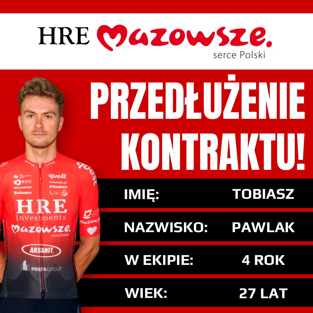 MazowszeCycling's tweet photo. We have more good news! 🔥

Tobiasz Pawlak, Adam Stachowiak, Marcin Budziński and Tomasz Budziński signed a contract with us for 2023 season! ✍🏻

More info soon👀 https://t.co/sGiHRR9Ma1