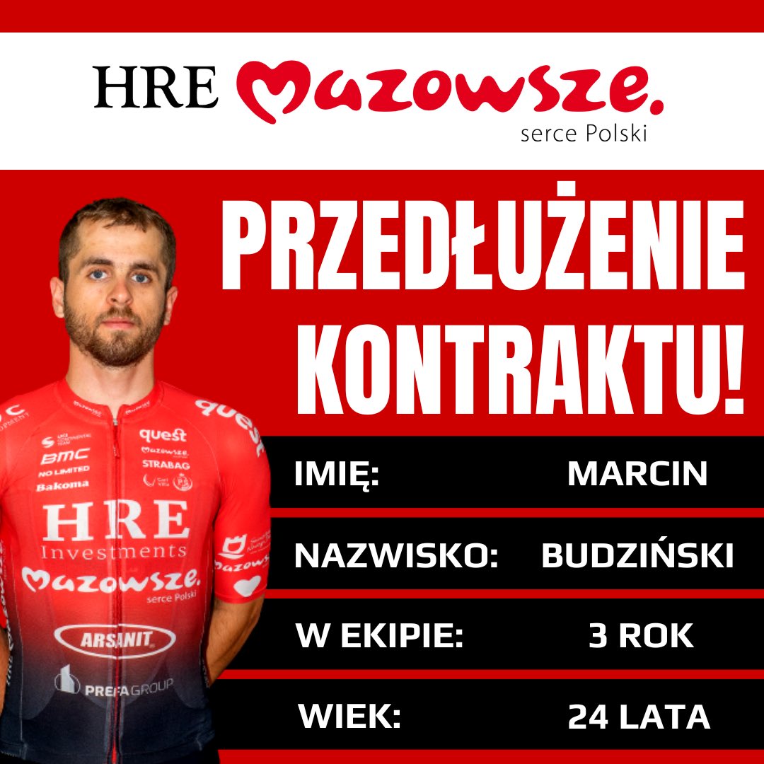 MazowszeCycling's tweet photo. We have more good news! 🔥

Tobiasz Pawlak, Adam Stachowiak, Marcin Budziński and Tomasz Budziński signed a contract with us for 2023 season! ✍🏻

More info soon👀 https://t.co/sGiHRR9Ma1