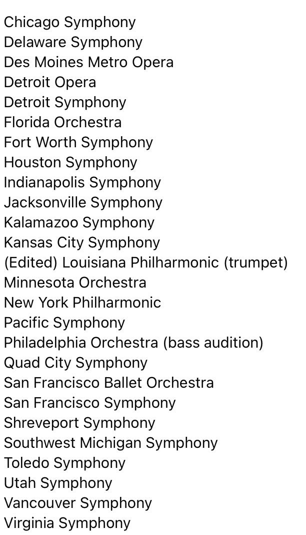 Komaniecki_R's tweet photo. Q: What do these orchestras have in common?

A: They do not include a single work by a woman in their audition repertoire. https://t.co/x3IlCfZbOW