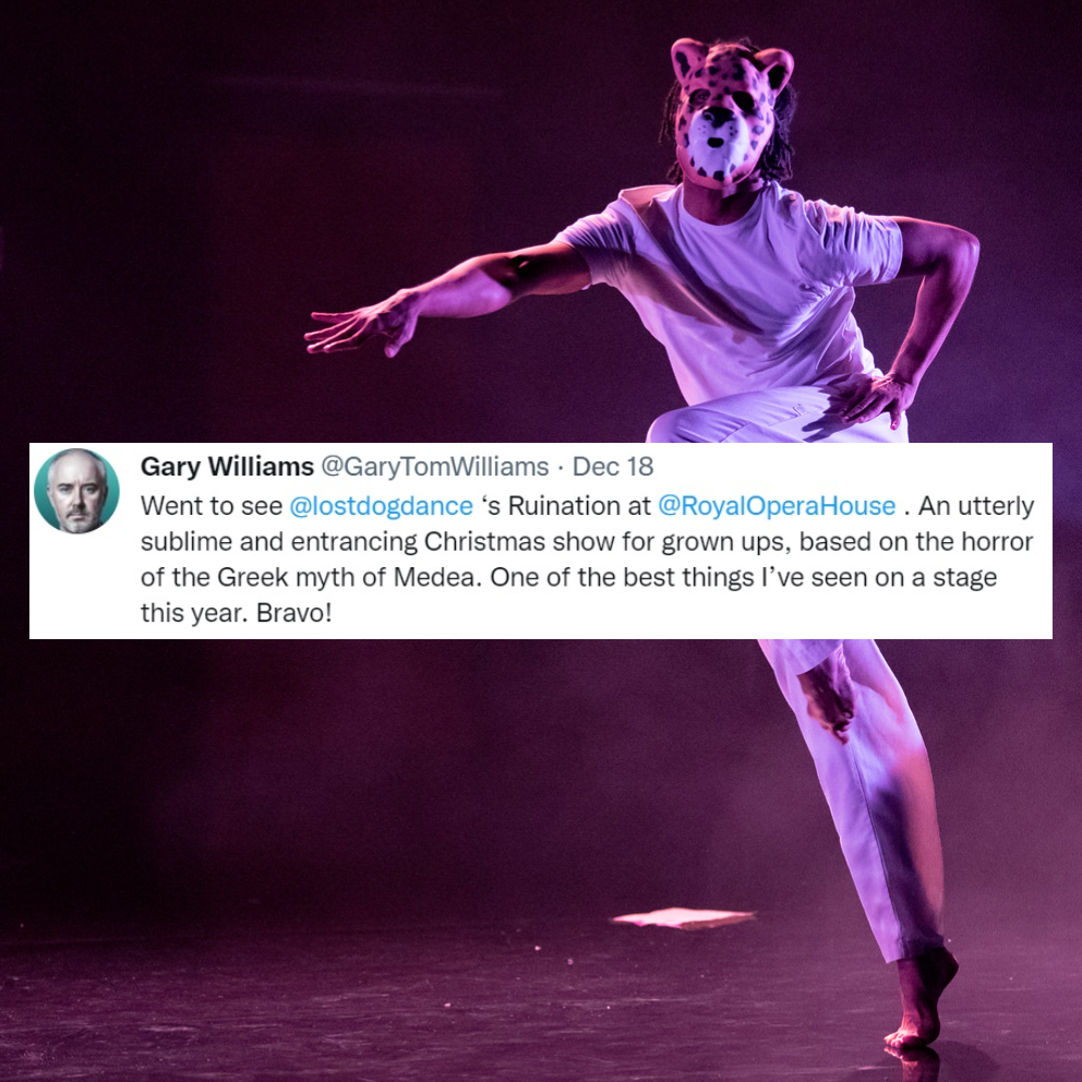rbo_org's tweet photo. ⚡ 'One of the most thrilling live theatre events I've ever witnessed'

Tomorrow it's the final Ruination show from @lostdogdance.

It's been a smash hit! Here are just a few of your lovely comments about it...

If you came to see Ruination, what did you think?

#RoyalOperaHouse https://t.co/wPEkmA3w5o