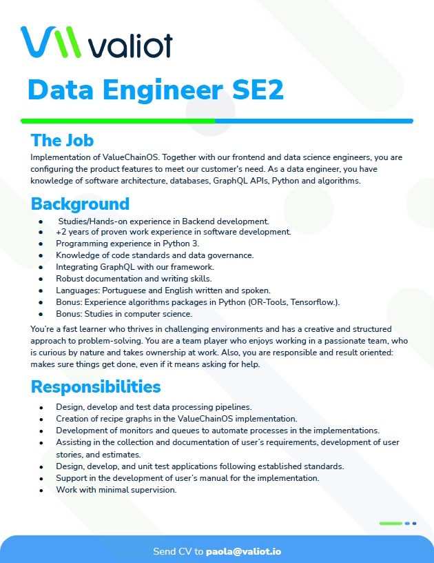 valiot_io's tweet photo. WE’RE HIRING! 

Our company is growing fast and we are looking for talented engineers to join our expansion in #saopaulo #Brazil. 🇧🇷 👨‍💻 👩‍💻

If you’re interested, please send an email with your resume to: paola@valiot.io.

#hiring #techjobs #ManufacturingJobs #empregos https://t.co/ABpwU20ep5