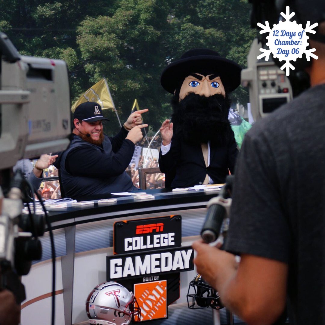 BooneNCChamber's tweet photo. Day 8 brings us to one of the community's biggest days of the year... College Gameday in Boone! 🌟🏈🏔

September 18th brought immediate impact to many businesses in the High Country, read our recap for how! 📲 https://t.co/1WPjHRMkXo

#12daysofchamber #boonenc #keepthecheerhere https://t.co/fmqVg3YfKD