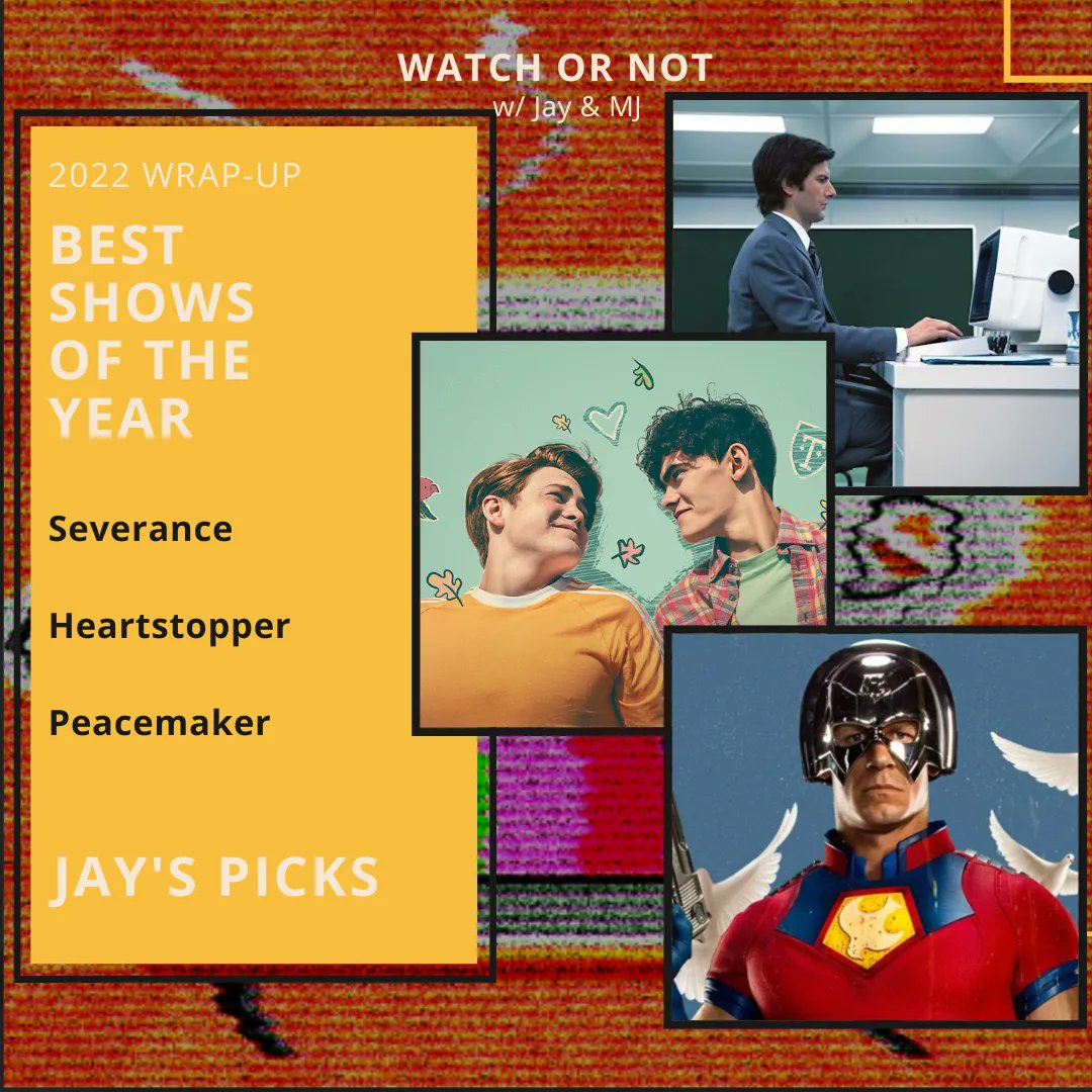 WatchorNot_Pod's tweet photo. Here's our picks for the Best Shows of the Year! Do you all agree - if not, who would you pick?
#reacher #RebootOnHulu #HouseOfTheDragon #severance #heartstopper #peacemaker #watchornot #PodcastAndChill https://t.co/sZF1et9qJA