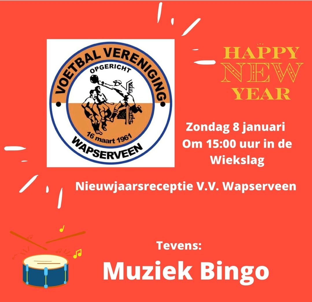 Zondag 8 januari nieuwjaarsreceptie!