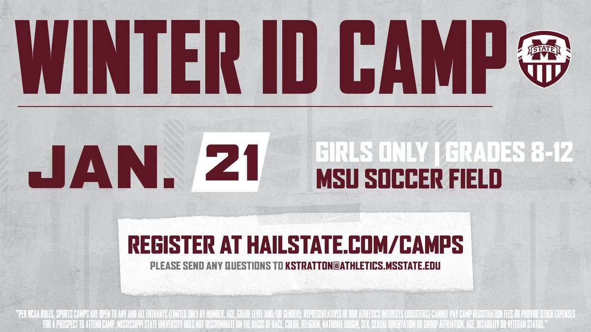 Regular season ✅
Post season ✅
𝐂𝐀𝐌𝐏 𝐒𝐄𝐀𝐒𝐎𝐍 ⏳👀

📅 Saturday, Jan. 21
⚽️ Girls only | Grades 8-12

To register for our first camp of 2023, visit HailState.com/camps!!

#HailState🐶