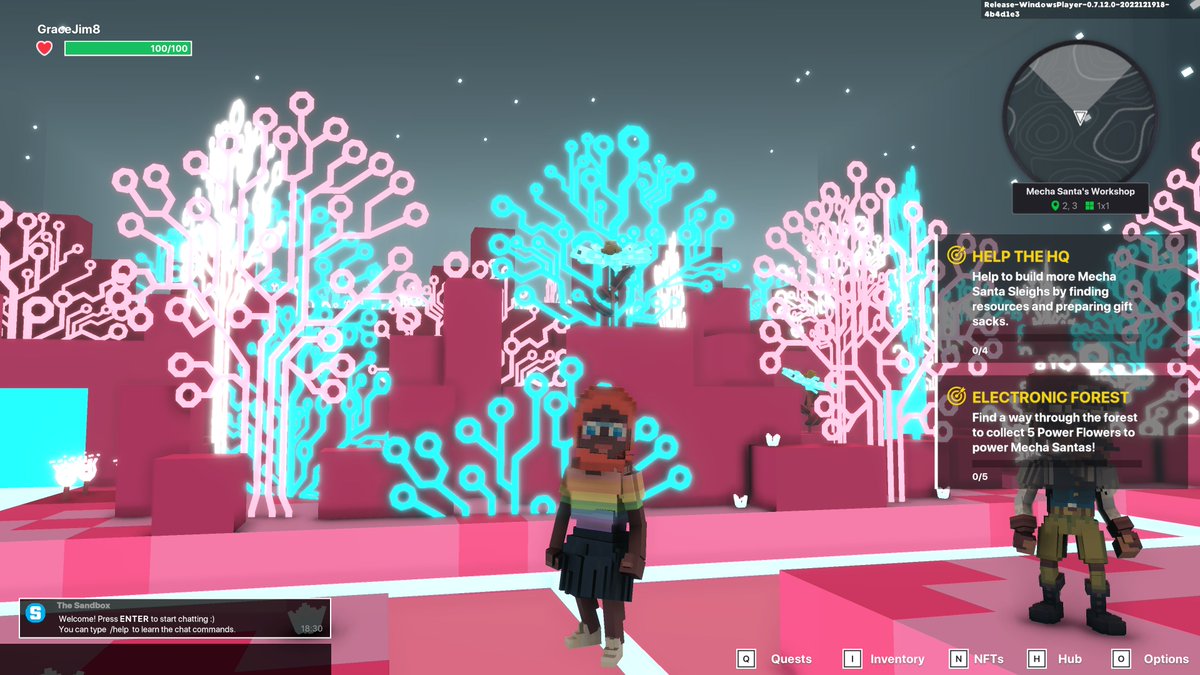 GraceJim8's tweet photo. @TheSandboxGame I found  the circuit board trees! 🤖🎄 I participated in the #SeasonsGreetingsTSB challenge for a chance to win an NFT! https://t.co/sb7YZ5E5rZ