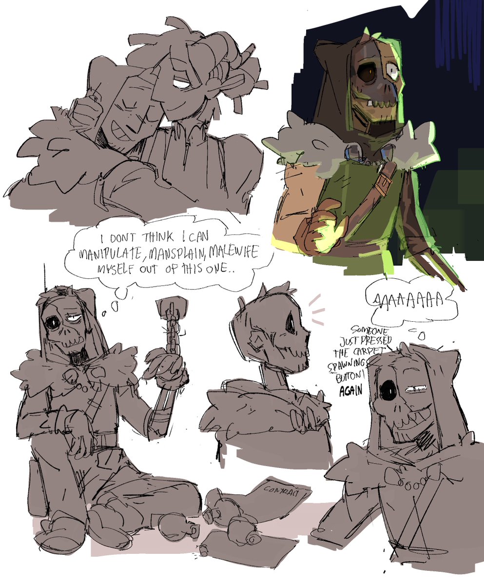 I've watched so many D&D videos in quarantine so my brain rot is even more terminal than usual. Have a doodle dump of my favorite zombie