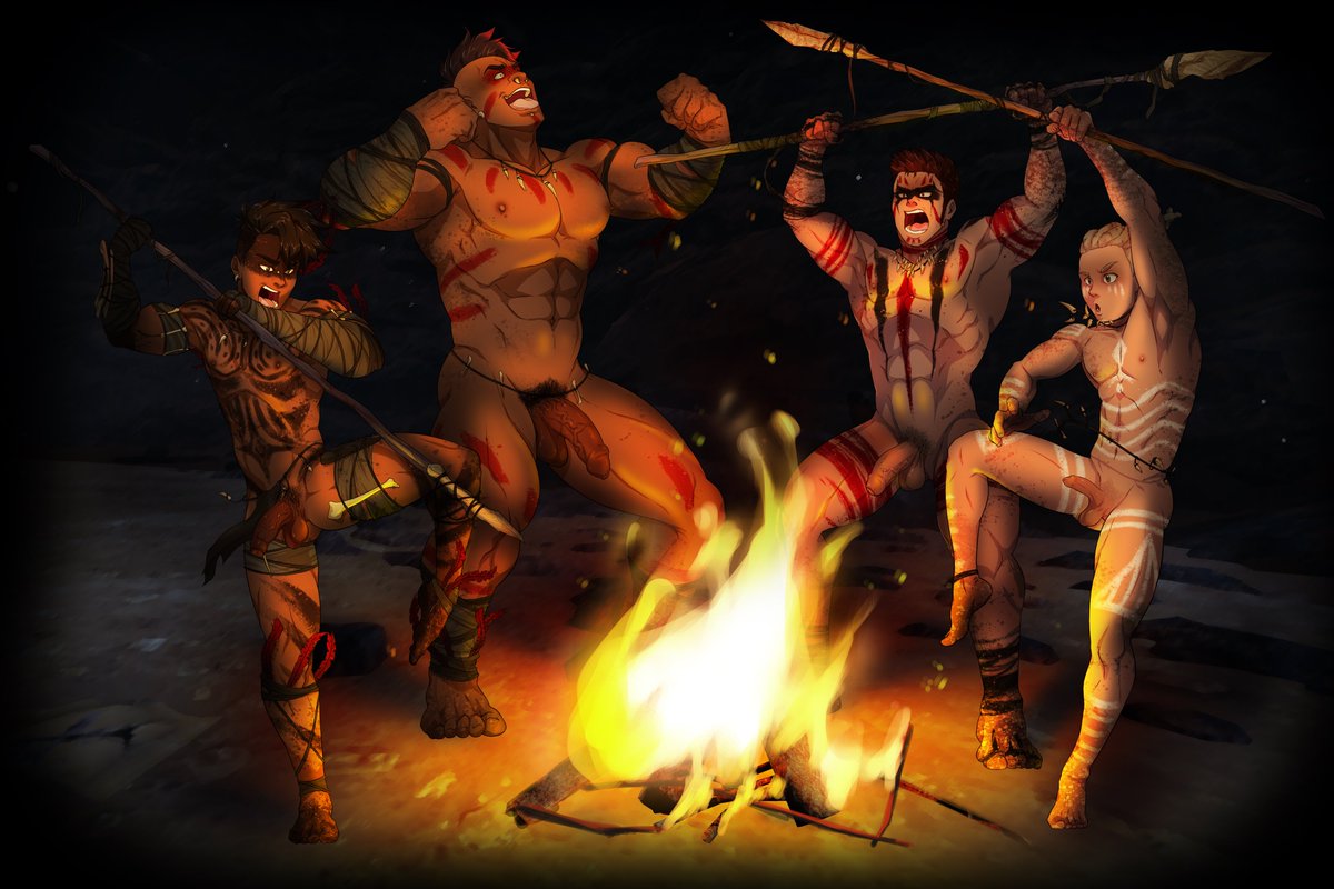 Tribal fire dance 🔥😈 
featuring @mondoart1’s OC Raeyr
•
Commissioned @kagami06art