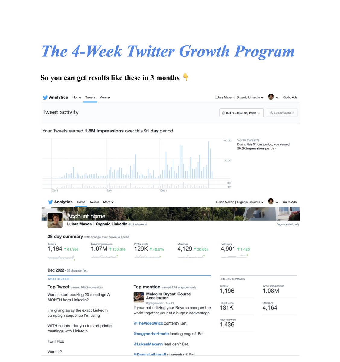 LukasMaxenn's tweet image. I went from 100 followers  - 5K in under 3 months on Twitter

I outlined the EXACT steps in a 4 week Twitter growth program

I&apos;ll be releasing it week by week

The first week is up for grabs TODAY - for FREE

Want it?

RT, Comment &quot;Twitter&quot; and ill send it over(must be following)