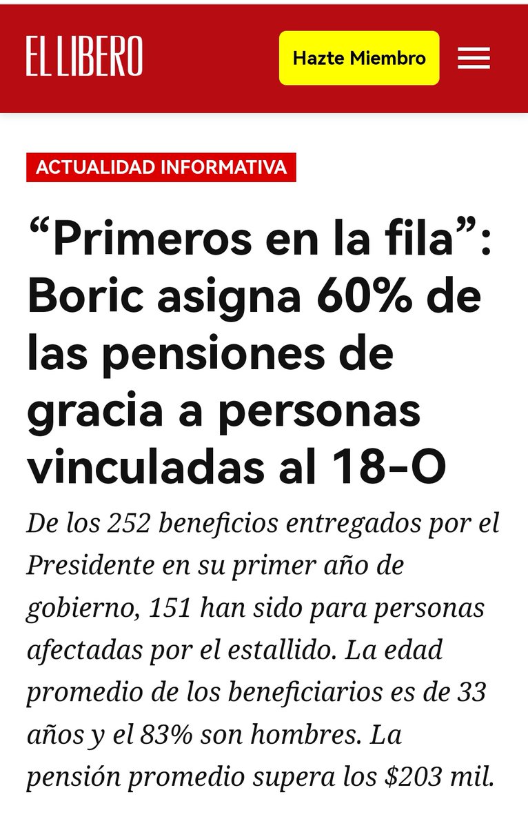 El 60% de las pensiones de gracias otorgadas por el Presi <a href="/GabrielBoric/">Gabriel Boric Font</a> fueron a personas vinculadas al 18-O. Promedio de edad 33 añitos, o sea, Todos les vamos apagar pensión por 40 años aprox. Manera de pagar favores con plata de TODOS!!