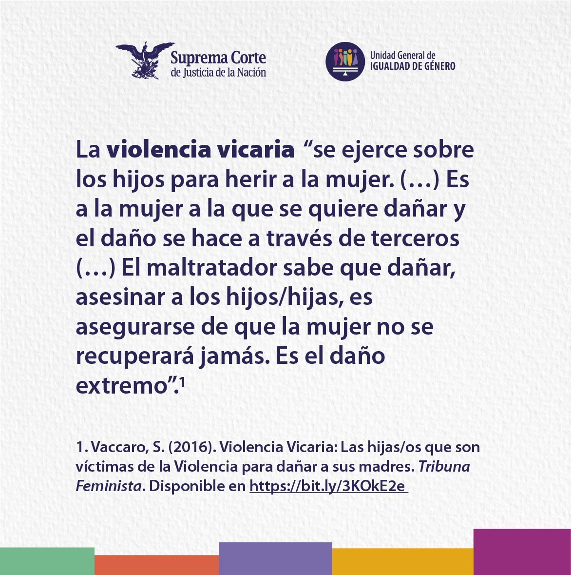 genero_scjn's tweet photo. La #ViolenciaVicaria es una forma de violencia de género que pone en riesgo la vida, la salud y la integridad no solo de mujeres, sino también, de hijas e hijos. 

#ElPoderDeLaIgualdad
#IgualdadSCJN https://t.co/Acnip5nmtM