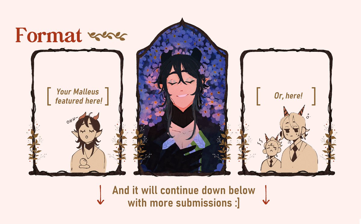🌿 Format + Guidelines

Reminder that you only have to draw one piece! The drive folder will contain the template I created for the collab and it will be the only one you will use!

The folder also contains the submission form so you can submit your piece ✨
(2/3) 