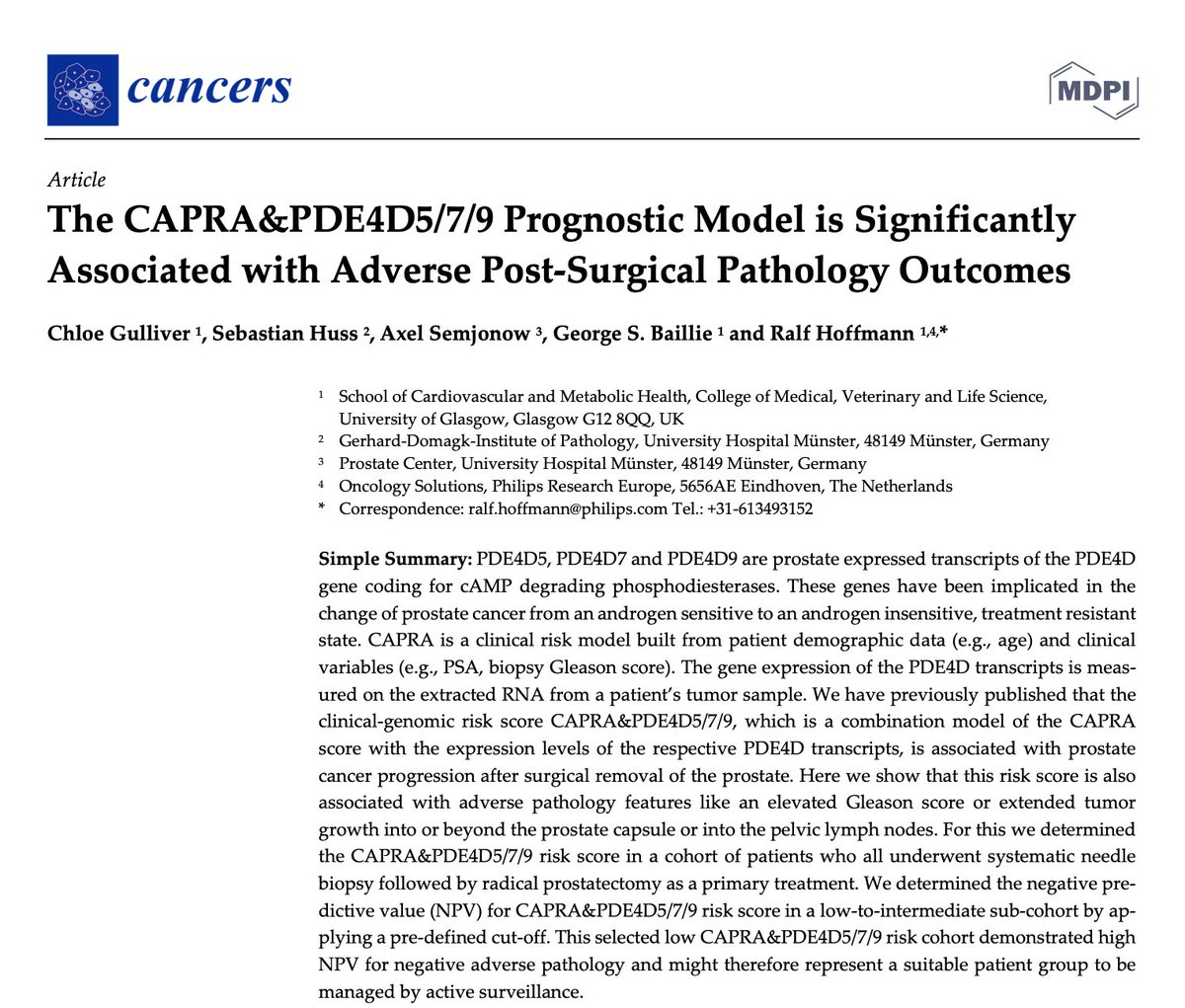 Chloé Gulliver (@chloegulliver) on Twitter photo Happy to round off the year with our paper published today in <a href="/Cancers_MDPI/">Cancers MDPI</a>. The CAPRA&PDE4D5/7/9 Prognostic Model is Significantly Associated with Adverse Post-Surgical Pathology Outcomes mdpi.com/2042024 #mdpicancers <a href="/gbma25/">George Baillie</a> <a href="/baillie_lab/">Baillie Lab</a> Happy to round off the year with our paper published today in <a href="/Cancers_MDPI/">Cancers MDPI</a>. The CAPRA&PDE4D5/7/9 Prognostic Model is Significantly Associated with Adverse Post-Surgical Pathology Outcomes mdpi.com/2042024 #mdpicancers <a href="/gbma25/">George Baillie</a> <a href="/baillie_lab/">Baillie Lab</a>