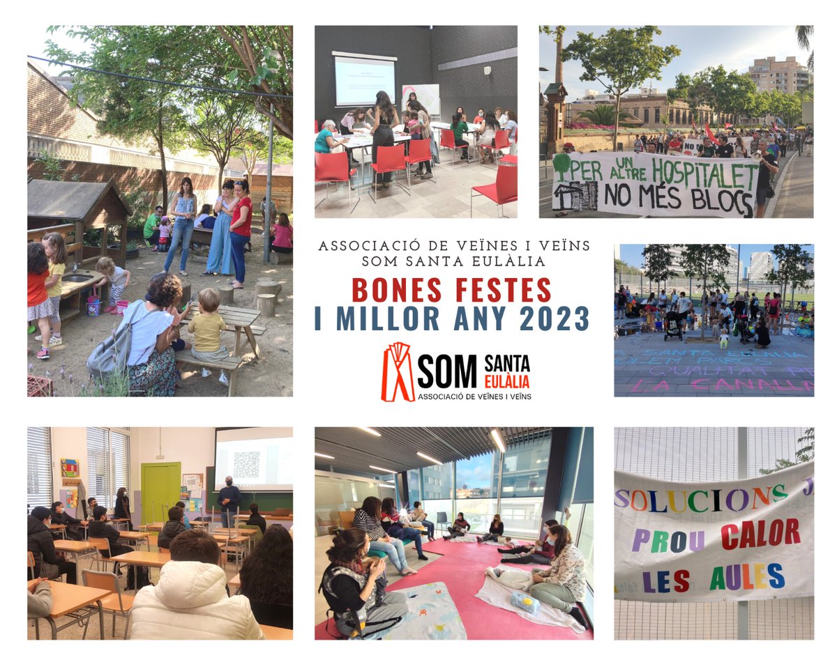 AVVSomSEulalia's tweet photo. Us desitgem Bones Festes i una millor entrada d'any, a tot el veïnat de #SantaEulàlia 🎉🎊

Alguns desitjos | 2023
#NecessitemlaBiblio
#CanTrinxetViu
#CanTrias
#PoliesportiuComCal
#VerdUrbà
#HabitatgePúblic
#MoratòriaUrbanística
#ProuBarracons

Lluitant #FemBarri
#SomSantaEulàlia https://t.co/3s2kqyzjfh