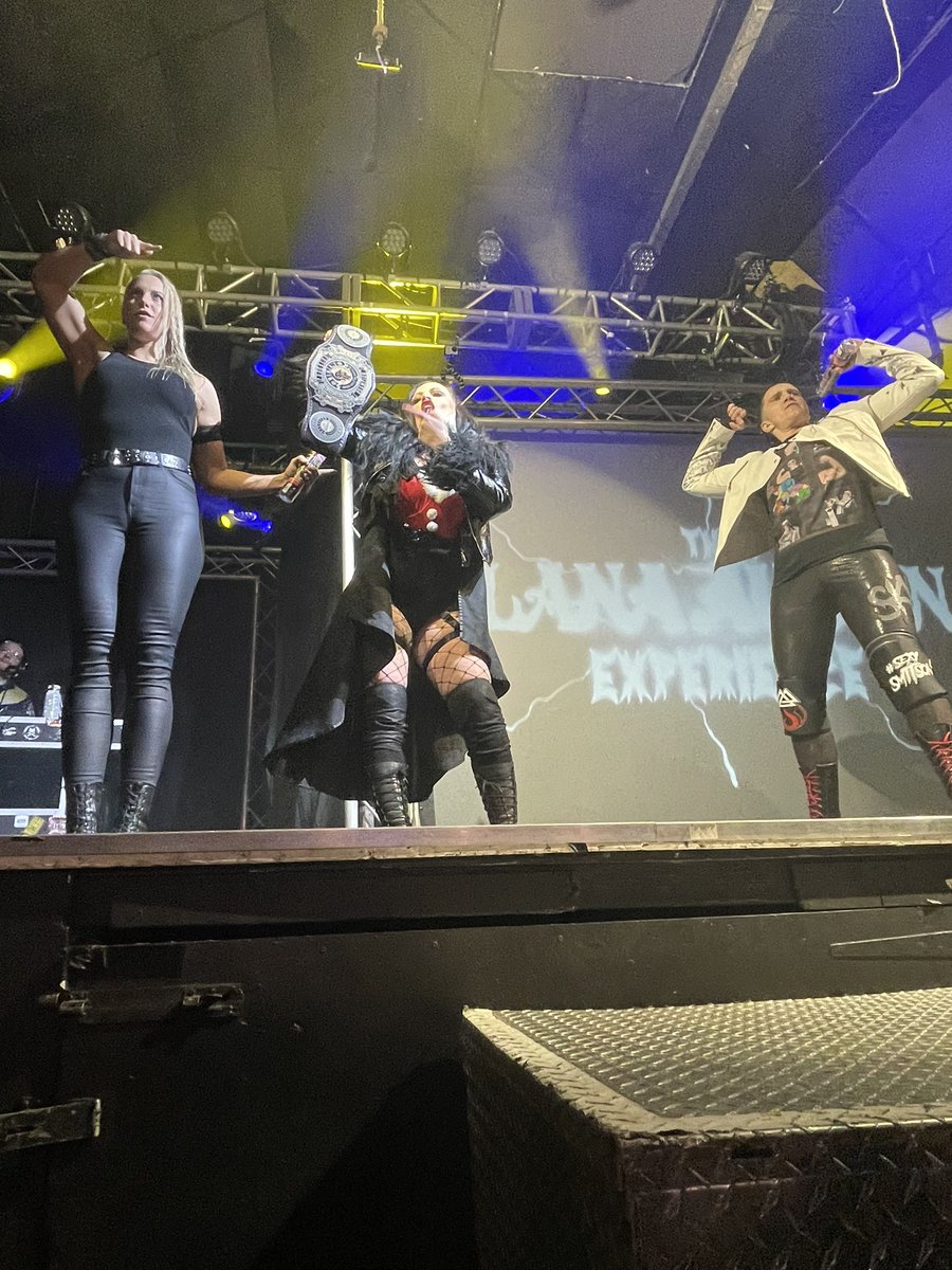 jrg1990's tweet photo. Arguably no one has had a bigger problem with the @Lana_Austin1 Experience in 2022 than @Rhio2020 and @MMckenzieWWE so it’s only right we close out the year right: with the 2 challenging for the belt

But it’s a Fatal 4 way… @SkyeSmitson is also a challenger!!

#Unboxing5 https://t.co/pqsjH7MvQf