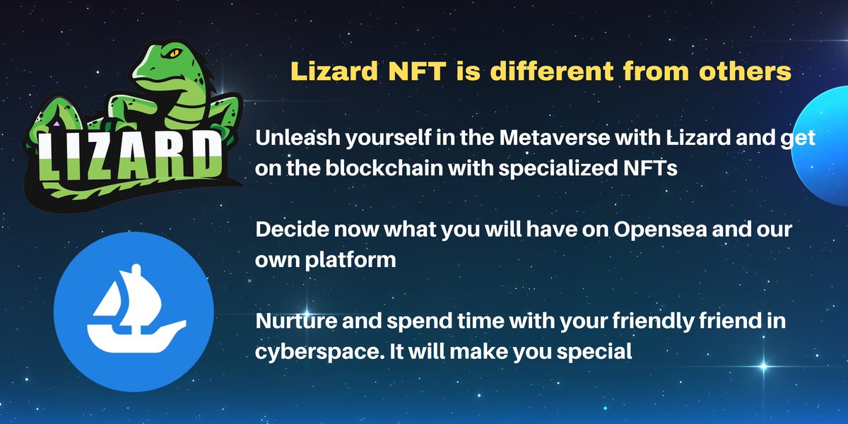 LizardTokenBSC's tweet photo. 🖼️ We are one step away from making a name for ourselves in the NFT world. We will release our NFTs with Opensea ahead of the NFT marketplace. 

🦎 The team is behind the scenes and working for the best. We are making deals to be present in many communities and platforms. https://t.co/8xwjMaPyJg