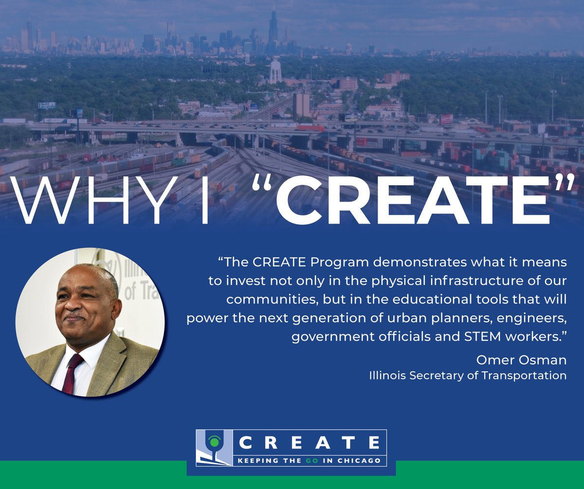 CREATE_Chicago's tweet photo. Illinois Department of Transportation Secretary Omer Osman's leadership has been key to the CREATE Program’s success in improving freight and passenger rail transportation. His advocacy to develop the next generation of transportation leaders is truly inspiring. @IDOT_Illinois https://t.co/v6Uvu48r7B