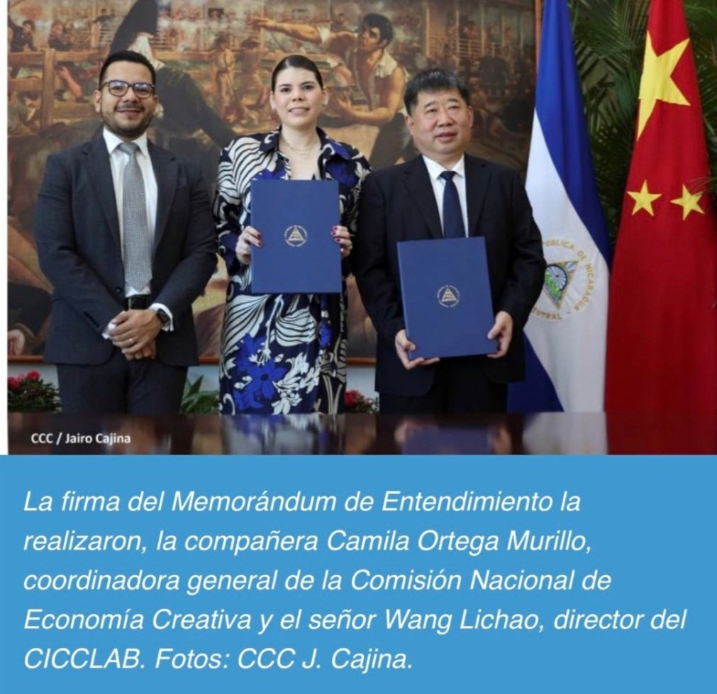 Nicaragua y China firman Memorándum de Entendimiento para el intercambio cultural.
#ChinaYNicaragua.