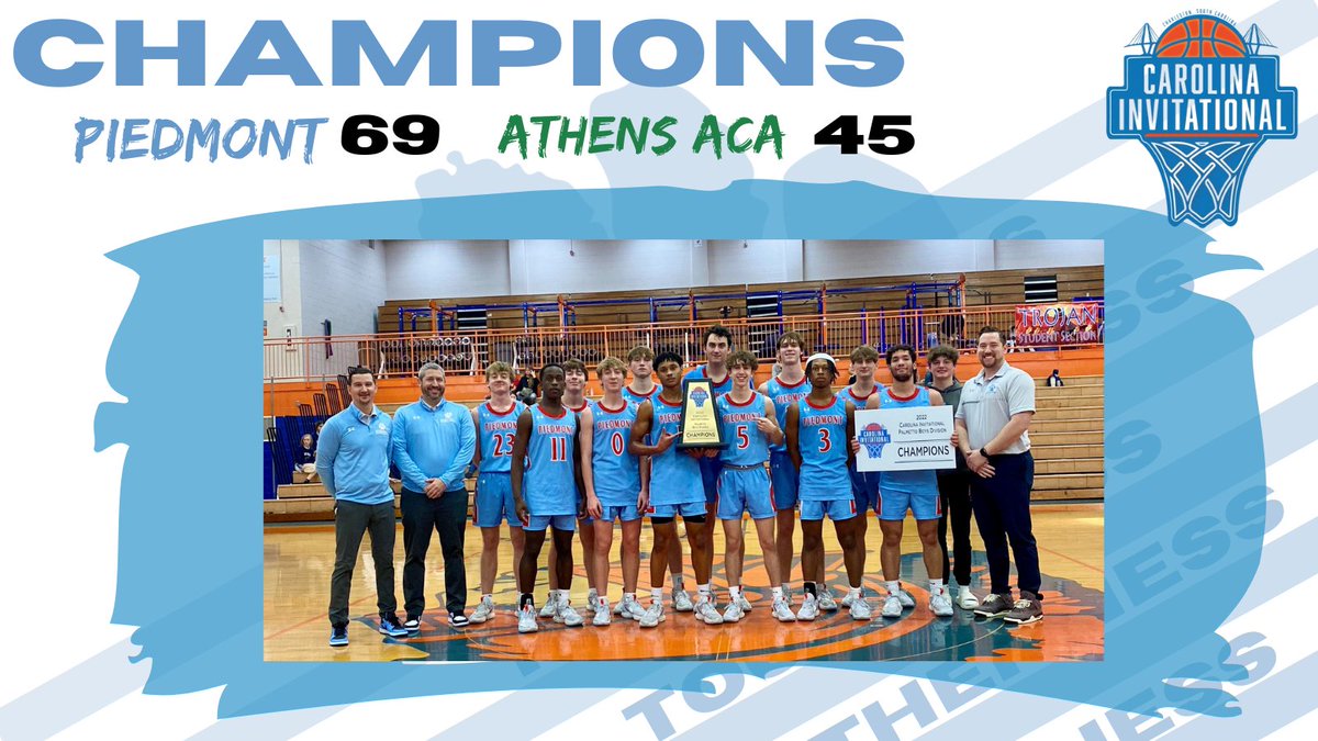 Piedmont High School Basketball (@piedmont_hoops) on Twitter photo PANTHERS WIN!
Piedmont 69
Athens Academy 45
Miles Leaks was named tournament MVP.
<a href="/MilesLeaks/">Miles Leaks</a> 28p, 11r
<a href="/chasefesmire/">Chase Fesmire</a> 12p, 7r
<a href="/Hunter__Hinson/">Hunter Hinson</a> 12p
<a href="/BradenCollins05/">Braden Collins</a> 4p
<a href="/kylecollins2004/">Kyle Collins</a> 4p
<a href="/FredrickLittle9/">Fredrick Little</a> 4p
Brady Drake 3p
Nick Drake 2p
<a href="/CInvitational/">Carolina Invitational</a> PANTHERS WIN!
Piedmont 69
Athens Academy 45
Miles Leaks was named tournament MVP.
<a href="/MilesLeaks/">Miles Leaks</a> 28p, 11r
<a href="/chasefesmire/">Chase Fesmire</a> 12p, 7r
<a href="/Hunter__Hinson/">Hunter Hinson</a> 12p
<a href="/BradenCollins05/">Braden Collins</a> 4p
<a href="/kylecollins2004/">Kyle Collins</a> 4p
<a href="/FredrickLittle9/">Fredrick Little</a> 4p
Brady Drake 3p
Nick Drake 2p
<a href="/CInvitational/">Carolina Invitational</a>