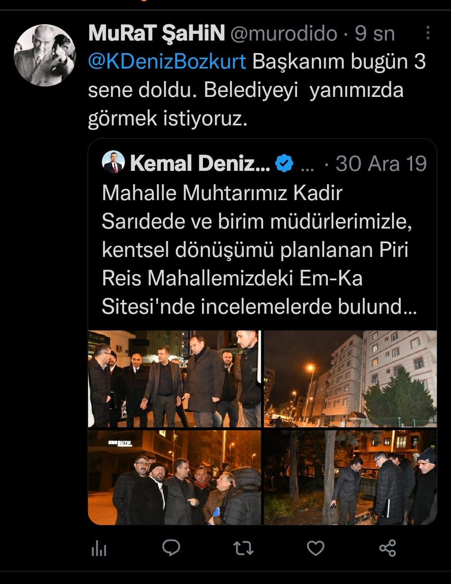 <a href="/ekrem_imamoglu/">Ekrem İmamoğlu</a> 
<a href="/KDenizBozkurt/">Kemal Deniz Bozkurt</a> 
Emka Sitesi sakinleri kentsel dönüşüm maduru.Esenyurt belediye başkanı neden gelip site halkını dinlemiyor.Bu kış günü insanların doğalgazı kesilirken nasıl bir duyarsızlık.Bizlerin kiraya çıkacak maddi gücü yok.Sosyal devlet halkına bunu yapamaz.