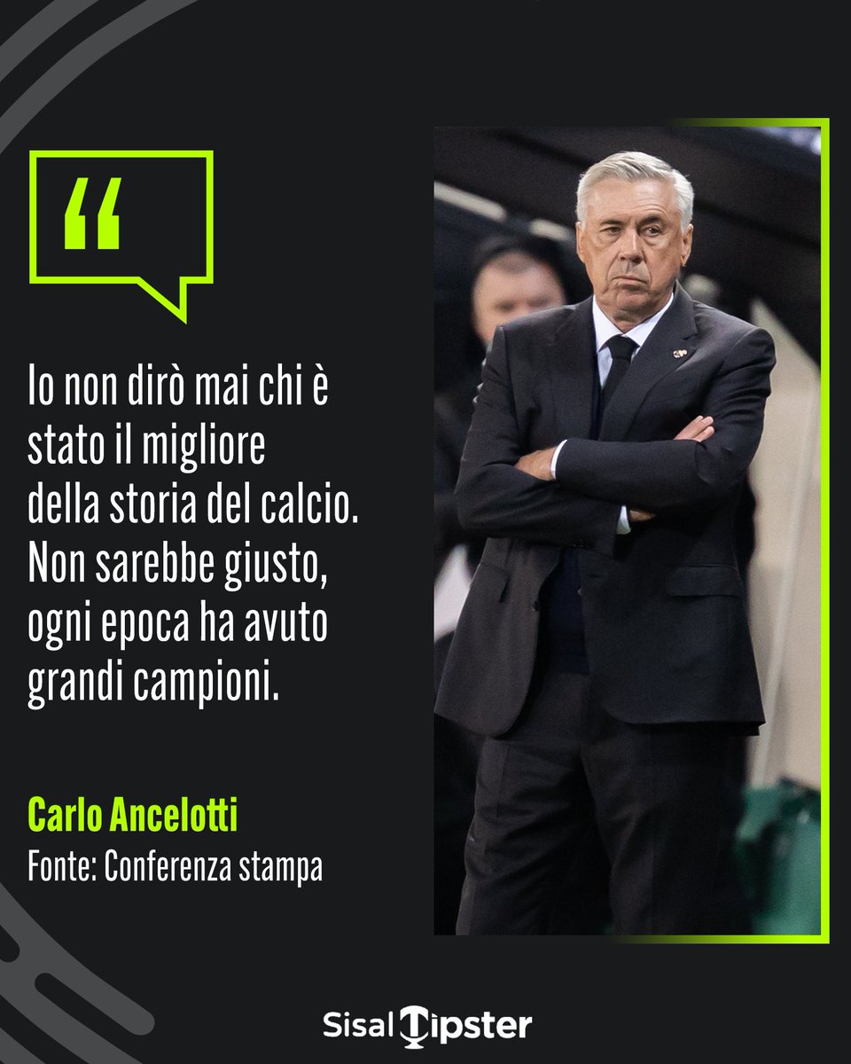 SisalTipster's tweet photo. Carletto ha le idee chiare sul GOAT 🐐
#sisaltipster #tquality #ancelotti #goat #realmadrid #messi #maradona #pelé #benzema #cr7 https://t.co/Cw9TlOdmhE