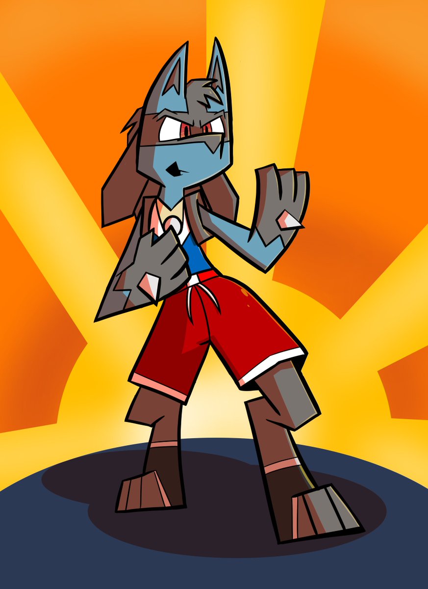 PembrokeWKorgi's tweet photo. Christmas present I drew for @arrowny18 of his Lucario character named Logan.  I mean, it's hard to have me say no to drawing a Lucario. https://t.co/Em278M7m3d