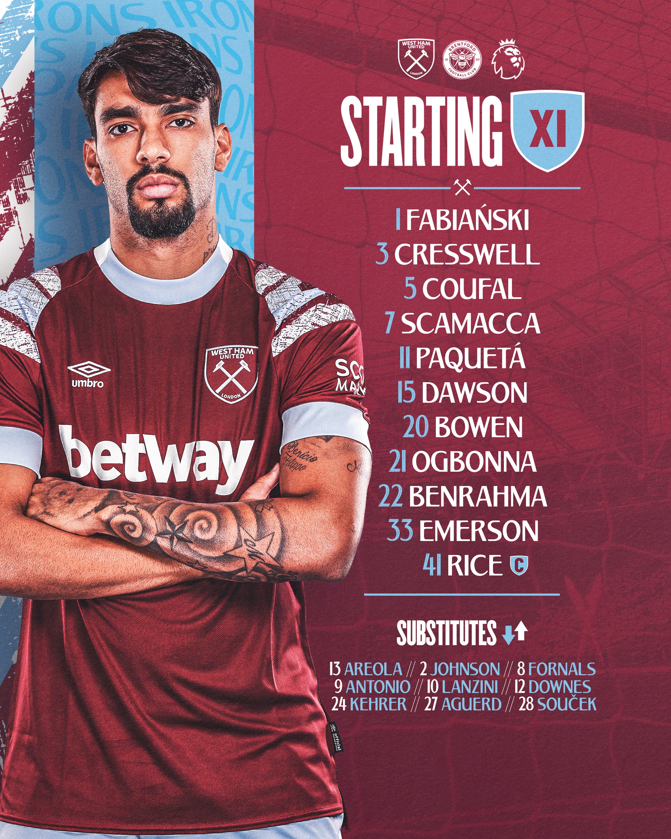 West Ham United on X: "Our final line-up of 2022 looks like this! ⚒️  https://t.co/HJ1pcCHnPv" / X